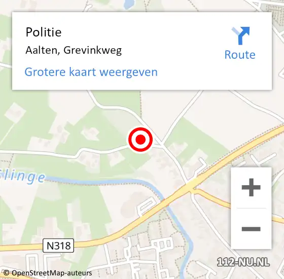 Locatie op kaart van de 112 melding: Politie Aalten, Grevinkweg op 23 november 2024 10:21