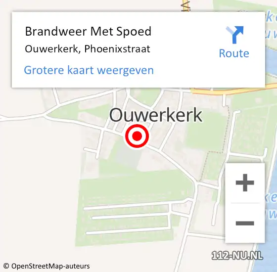 Locatie op kaart van de 112 melding: Brandweer Met Spoed Naar Ouwerkerk, Phoenixstraat op 23 november 2024 11:14