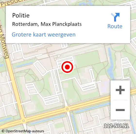 Locatie op kaart van de 112 melding: Politie Rotterdam, Max Planckplaats op 23 november 2024 11:31