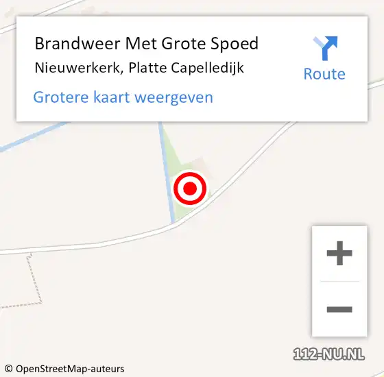 Locatie op kaart van de 112 melding: Brandweer Met Grote Spoed Naar Nieuwerkerk, Platte Capelledijk op 23 november 2024 11:35