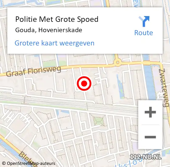 Locatie op kaart van de 112 melding: Politie Met Grote Spoed Naar Gouda, Hovenierskade op 23 november 2024 11:46