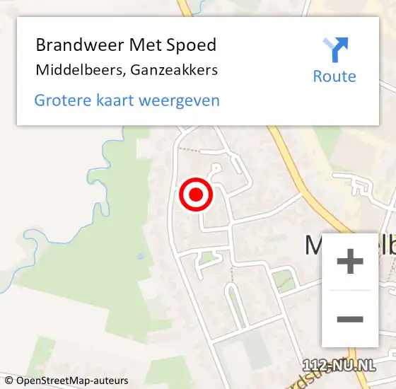 Locatie op kaart van de 112 melding: Brandweer Met Spoed Naar Middelbeers, Ganzeakkers op 23 november 2024 12:00