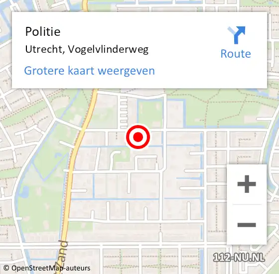 Locatie op kaart van de 112 melding: Politie Utrecht, Vogelvlinderweg op 23 november 2024 12:03