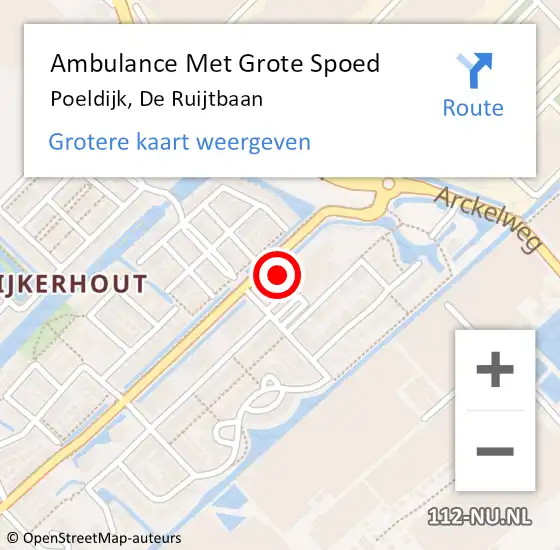 Locatie op kaart van de 112 melding: Ambulance Met Grote Spoed Naar Poeldijk, De Ruijtbaan op 23 november 2024 12:36