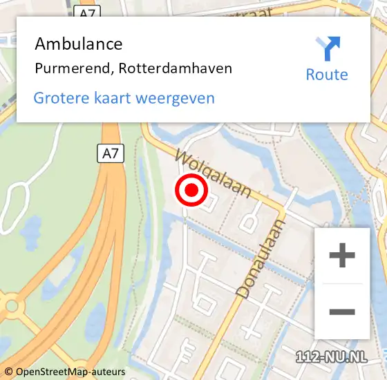 Locatie op kaart van de 112 melding: Ambulance Purmerend, Rotterdamhaven op 23 november 2024 12:38