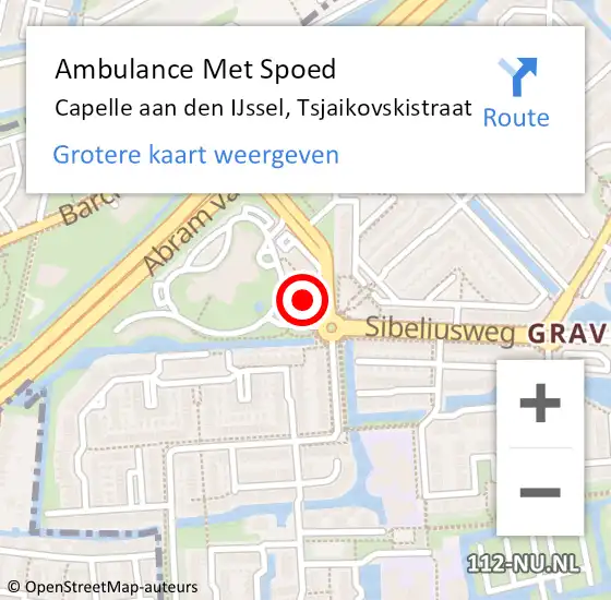 Locatie op kaart van de 112 melding: Ambulance Met Spoed Naar Capelle aan den IJssel, Tsjaikovskistraat op 23 november 2024 12:48