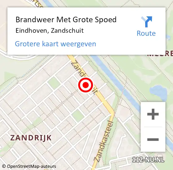 Locatie op kaart van de 112 melding: Brandweer Met Grote Spoed Naar Eindhoven, Zandschuit op 23 november 2024 12:53