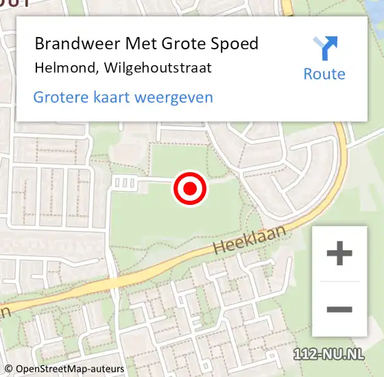 Locatie op kaart van de 112 melding: Brandweer Met Grote Spoed Naar Helmond, Wilgehoutstraat op 23 november 2024 13:02