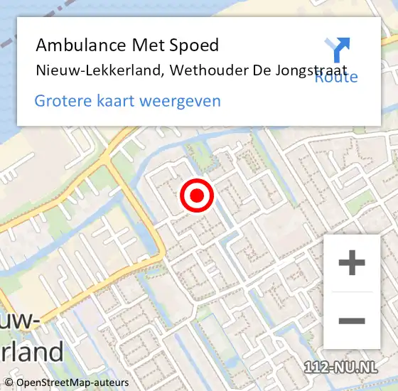 Locatie op kaart van de 112 melding: Ambulance Met Spoed Naar Nieuw-Lekkerland, Wethouder De Jongstraat op 23 november 2024 13:03