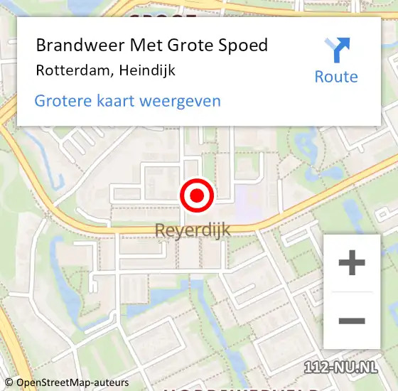 Locatie op kaart van de 112 melding: Brandweer Met Grote Spoed Naar Rotterdam, Heindijk op 23 november 2024 13:14