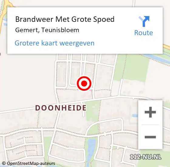 Locatie op kaart van de 112 melding: Brandweer Met Grote Spoed Naar Gemert, Teunisbloem op 23 november 2024 13:18