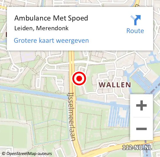 Locatie op kaart van de 112 melding: Ambulance Met Spoed Naar Leiden, Merendonk op 23 november 2024 13:29