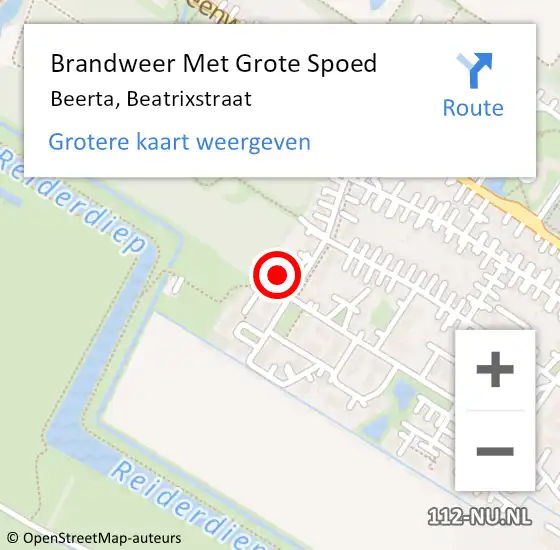 Locatie op kaart van de 112 melding: Brandweer Met Grote Spoed Naar Beerta, Beatrixstraat op 23 november 2024 13:34