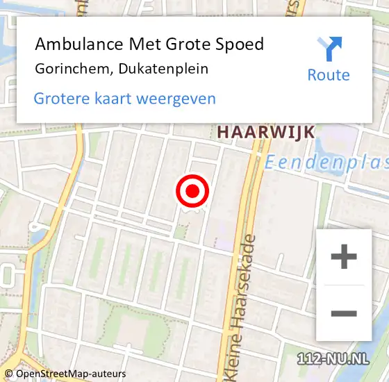 Locatie op kaart van de 112 melding: Ambulance Met Grote Spoed Naar Gorinchem, Dukatenplein op 23 november 2024 13:39