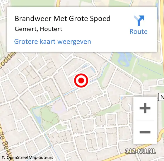 Locatie op kaart van de 112 melding: Brandweer Met Grote Spoed Naar Gemert, Houtert op 23 november 2024 13:56