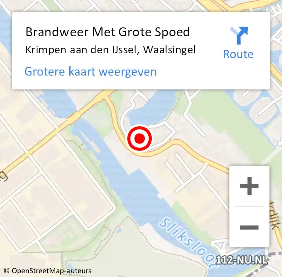 Locatie op kaart van de 112 melding: Brandweer Met Grote Spoed Naar Krimpen aan den IJssel, Waalsingel op 23 november 2024 13:58