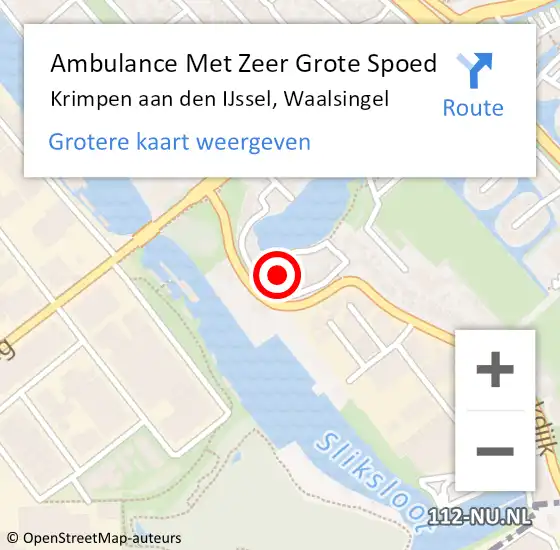 Locatie op kaart van de 112 melding: Ambulance Met Zeer Grote Spoed Naar Krimpen aan den IJssel, Waalsingel op 23 november 2024 13:58