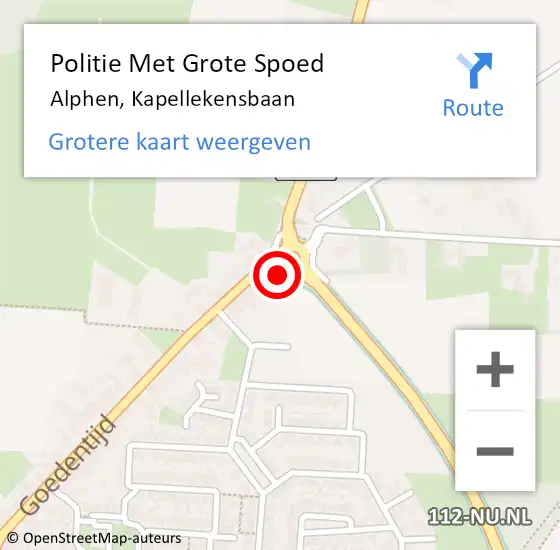 Locatie op kaart van de 112 melding: Politie Met Grote Spoed Naar Alphen, Kapellekensbaan op 23 november 2024 14:00