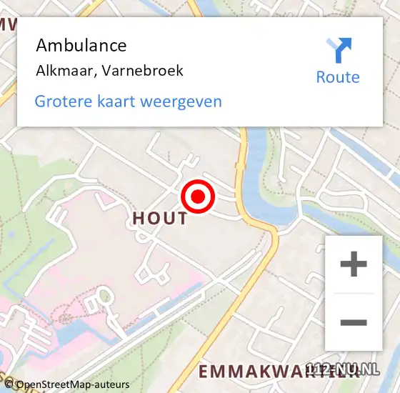 Locatie op kaart van de 112 melding: Ambulance Alkmaar, Varnebroek op 23 november 2024 14:36