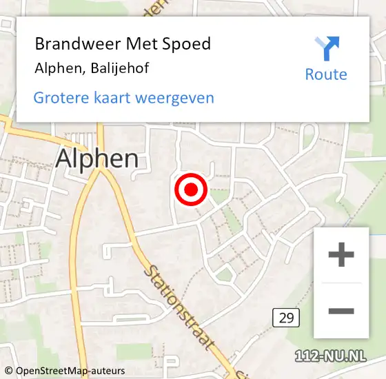 Locatie op kaart van de 112 melding: Brandweer Met Spoed Naar Alphen, Balijehof op 23 november 2024 14:42