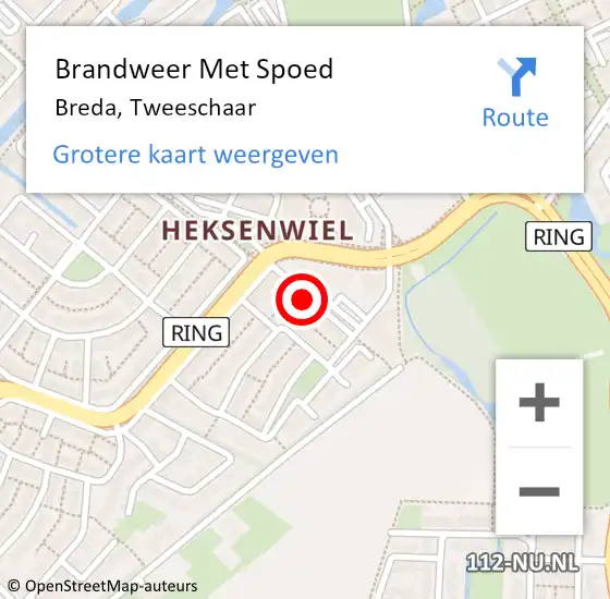 Locatie op kaart van de 112 melding: Brandweer Met Spoed Naar Breda, Tweeschaar op 23 november 2024 15:02