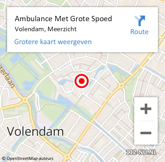 Locatie op kaart van de 112 melding: Ambulance Met Grote Spoed Naar Volendam, Meerzicht op 23 november 2024 15:04