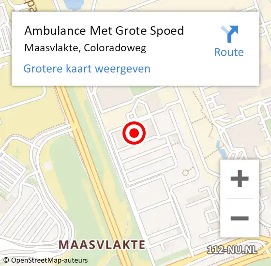 Locatie op kaart van de 112 melding: Ambulance Met Grote Spoed Naar Maasvlakte, Coloradoweg op 23 november 2024 15:09