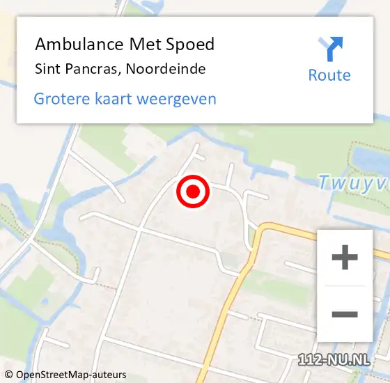 Locatie op kaart van de 112 melding: Ambulance Met Spoed Naar Sint Pancras, Noordeinde op 23 november 2024 15:17