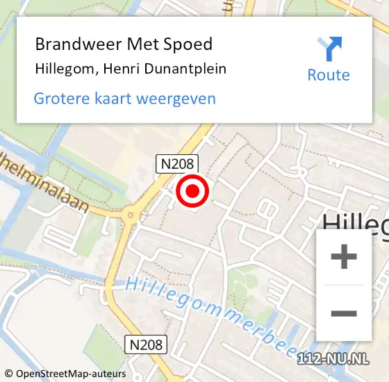 Locatie op kaart van de 112 melding: Brandweer Met Spoed Naar Hillegom, Henri Dunantplein op 27 oktober 2014 21:59