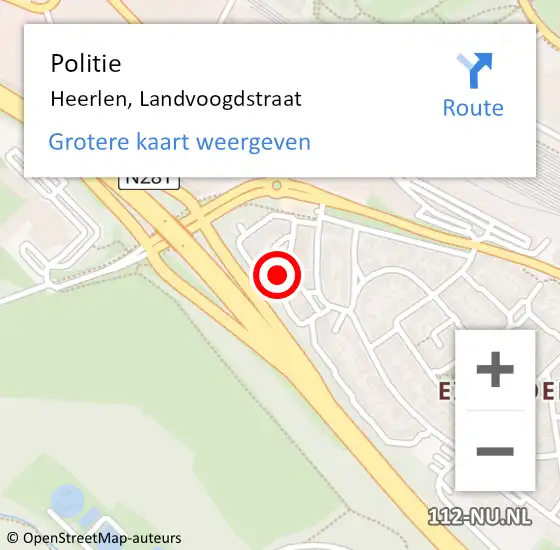 Locatie op kaart van de 112 melding: Politie Heerlen, Landvoogdstraat op 23 november 2024 15:38