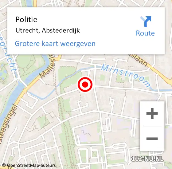 Locatie op kaart van de 112 melding: Politie Utrecht, Abstederdijk op 23 november 2024 15:40