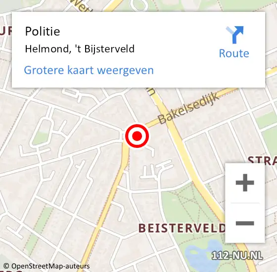 Locatie op kaart van de 112 melding: Politie Helmond, 't Bijsterveld op 23 november 2024 15:42