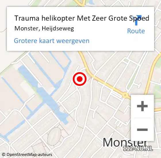 Locatie op kaart van de 112 melding: Trauma helikopter Met Zeer Grote Spoed Naar Monster, Heijdseweg op 23 november 2024 16:12