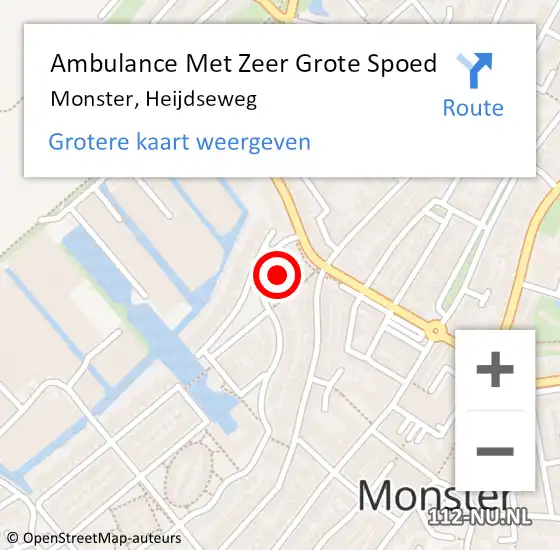 Locatie op kaart van de 112 melding: Ambulance Met Zeer Grote Spoed Naar Monster, Heijdseweg op 23 november 2024 16:13