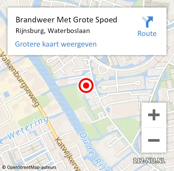 Locatie op kaart van de 112 melding: Brandweer Met Grote Spoed Naar Rijnsburg, Waterboslaan op 23 november 2024 16:15