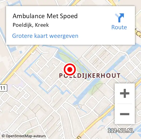 Locatie op kaart van de 112 melding: Ambulance Met Spoed Naar Poeldijk, Kreek op 23 november 2024 16:24