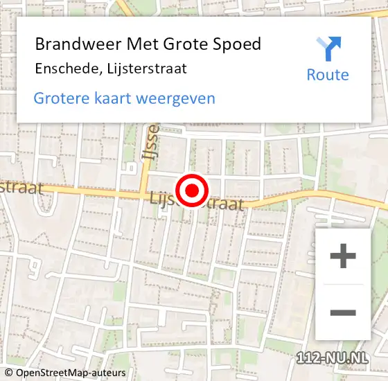 Locatie op kaart van de 112 melding: Brandweer Met Grote Spoed Naar Enschede, Lijsterstraat op 23 november 2024 17:04