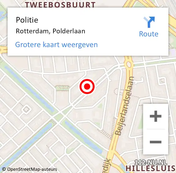 Locatie op kaart van de 112 melding: Politie Rotterdam, Polderlaan op 23 november 2024 17:05