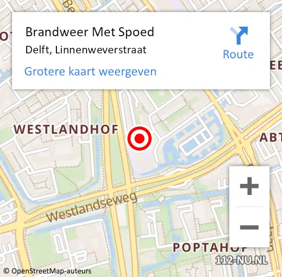 Locatie op kaart van de 112 melding: Brandweer Met Spoed Naar Delft, Linnenweverstraat op 23 november 2024 17:24