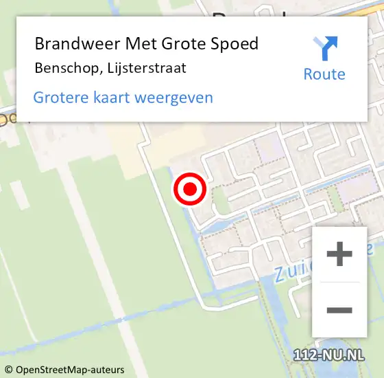 Locatie op kaart van de 112 melding: Brandweer Met Grote Spoed Naar Benschop, Lijsterstraat op 23 november 2024 17:41