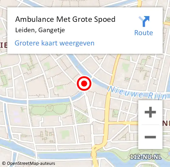 Locatie op kaart van de 112 melding: Ambulance Met Grote Spoed Naar Leiden, Gangetje op 23 november 2024 17:42