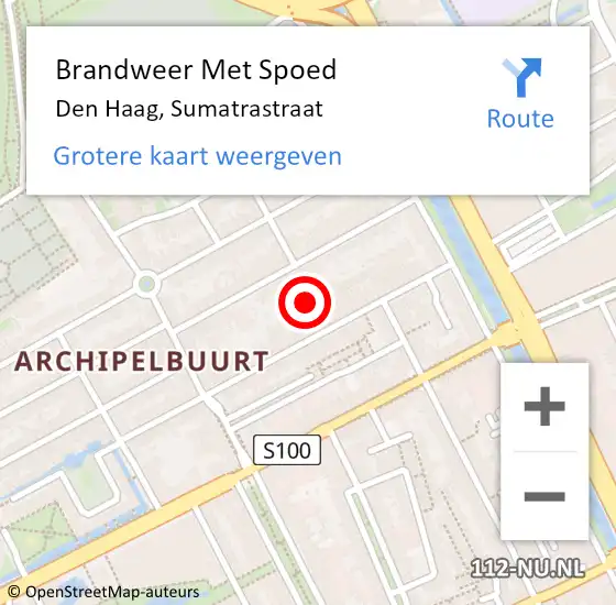 Locatie op kaart van de 112 melding: Brandweer Met Spoed Naar Den Haag, Sumatrastraat op 23 november 2024 17:47