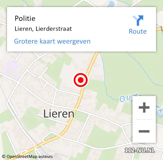 Locatie op kaart van de 112 melding: Politie Lieren, Lierderstraat op 23 november 2024 17:50