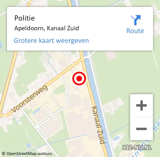 Locatie op kaart van de 112 melding: Politie Apeldoorn, Kanaal Zuid op 23 november 2024 17:54