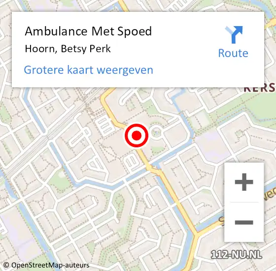 Locatie op kaart van de 112 melding: Ambulance Met Spoed Naar Hoorn, Betsy Perk op 23 november 2024 17:58