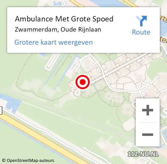 Locatie op kaart van de 112 melding: Ambulance Met Grote Spoed Naar Zwammerdam, Oude Rijnlaan op 23 november 2024 18:06