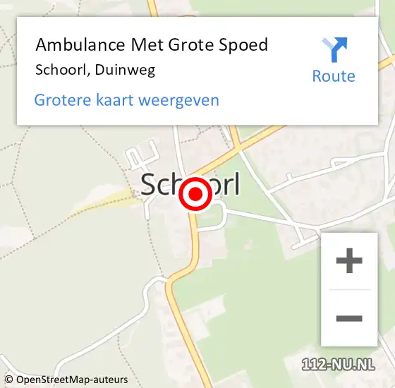 Locatie op kaart van de 112 melding: Ambulance Met Grote Spoed Naar Schoorl, Duinweg op 23 november 2024 18:10