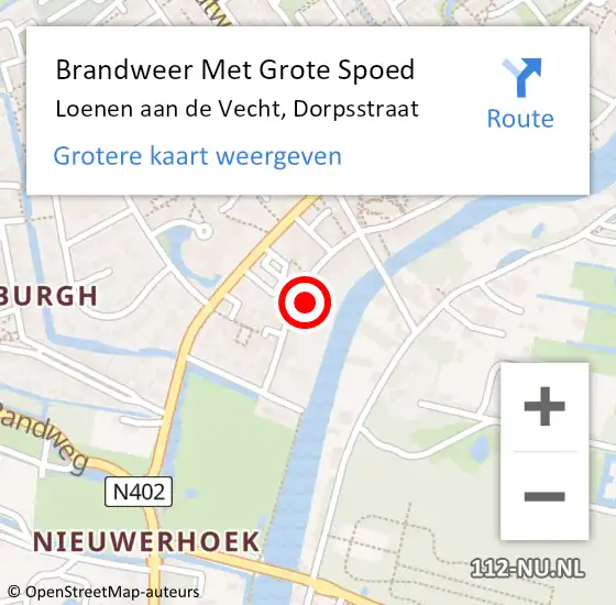 Locatie op kaart van de 112 melding: Brandweer Met Grote Spoed Naar Loenen aan de Vecht, Dorpsstraat op 23 november 2024 18:26