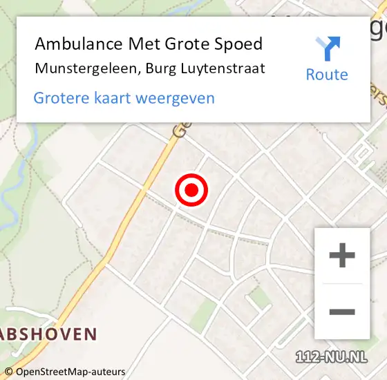 Locatie op kaart van de 112 melding: Ambulance Met Grote Spoed Naar Munstergeleen, Burg Luytenstraat op 27 oktober 2014 22:39