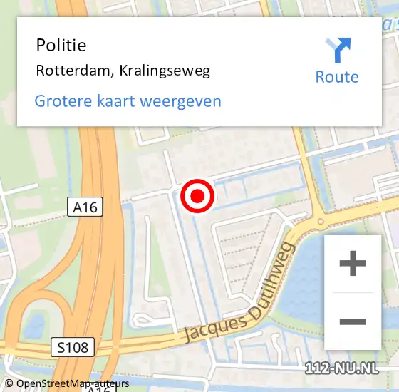 Locatie op kaart van de 112 melding: Politie Rotterdam, Kralingseweg op 23 november 2024 18:39